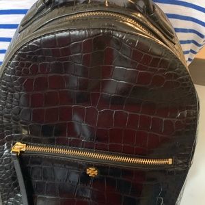Tory Burch Croc embossed mini backpack (black)